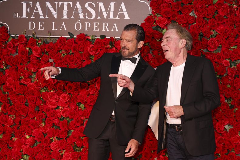 Antonio Banderas y Andrew Lloyd Webber, la noche del estreno.