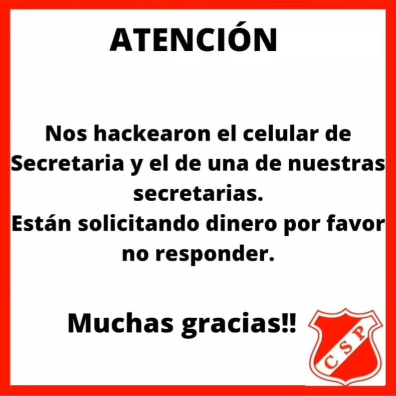 El Club Sportivo también fue víctima de los hackeos.