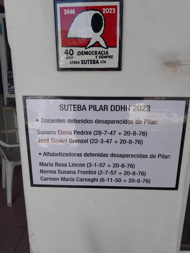 Suteba Pilar record&oacute; los 40 a&ntilde;os de democracia con un homenaje a las v&iacute;ctimas de la dictadura.