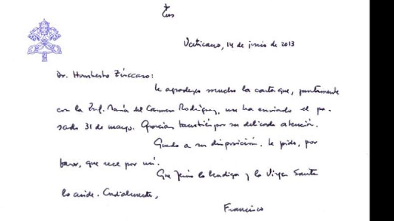 “Rece por mí”. La carta y la estampita enviada por el Papa Francisco a Zúccaro..