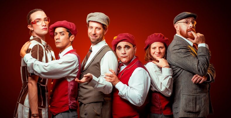 El elenco de Modelo vivo muerto, este domingo en el Teatro Gran Pilar.