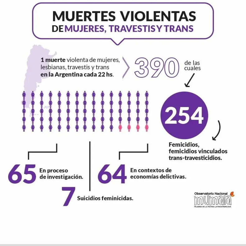 Muertes violentas de mujeres, travestis y trans.