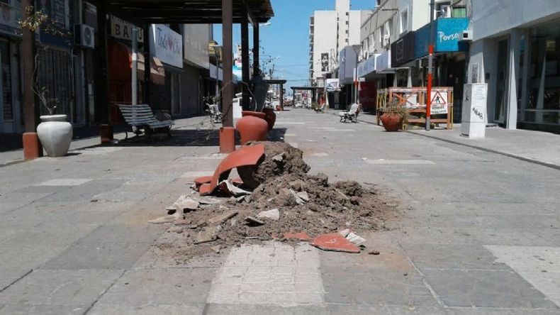 La maceta permaneció destruida una semana..