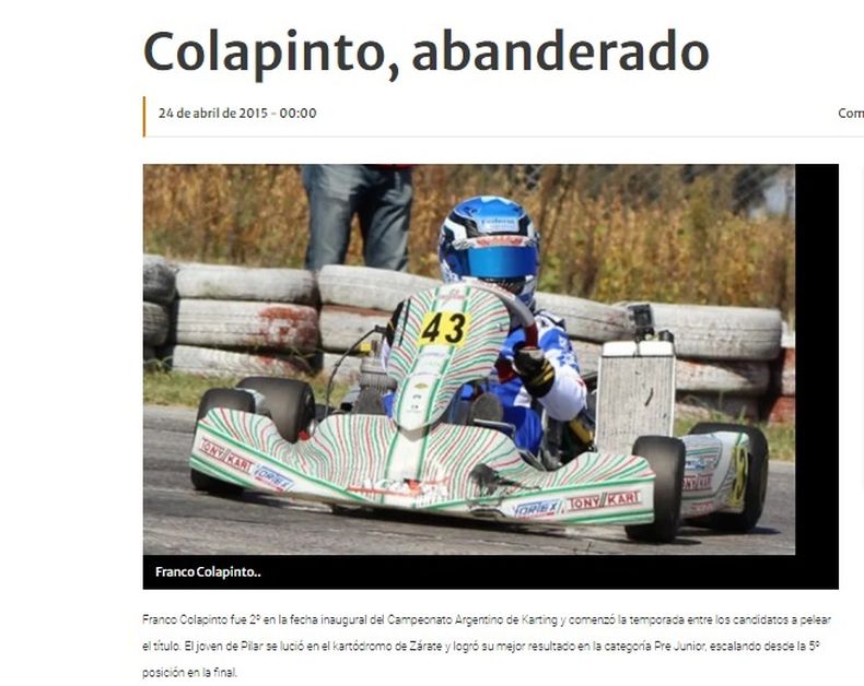 Franco Colapinto con su karting con el 43, mismo número que utilizará en la Fórmula 1.