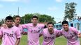 ABRAZADOS. Aguilar, Pansardi, Crocco y Mancini festejan con Vergara, que marcó el 1-1 de Real.