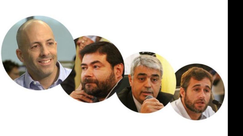 Nicolás Ducoté, Silvio Rodríguez (Frente Renovador), Daniel Liberé (Cambiemos) y Federico Achával (Frente Pilarense para la Victoria)..