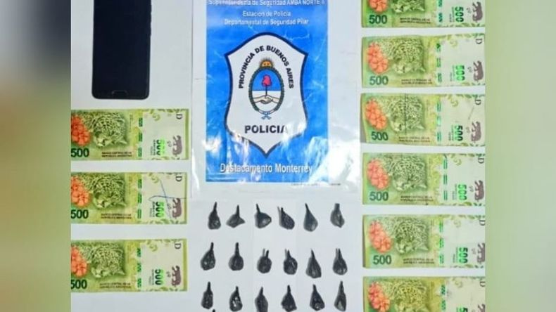 En el allanamiento se secuestraron 19 envoltorios con cocaína. .