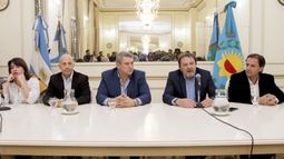 JUNTOS. Portos, Ducoté, D’Onofrio, Costa y Sujarchuk, en el acto de ayer..