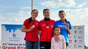 Daiana Ocampo en el podio sudamericano del Grand Prix.