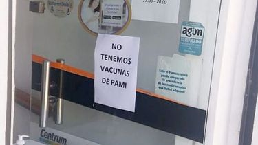 CARTEL. “No tenemos vacunas de PAMI”. Se resolvería en unos días..