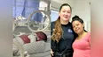 FINAL FELIZ. La beba y su madre se encuentran en buen estado. En la foto, la oficial de policía Viviana Barboza.