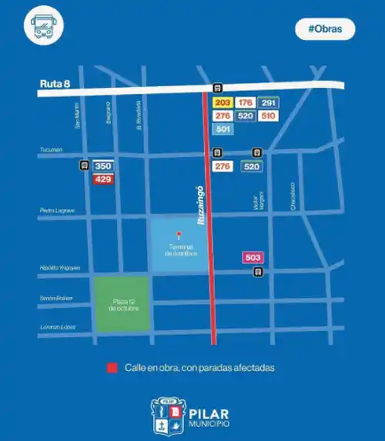 Plano de las paradas desviadas mientras duren las obras hidr&aacute;ulicas.&nbsp;