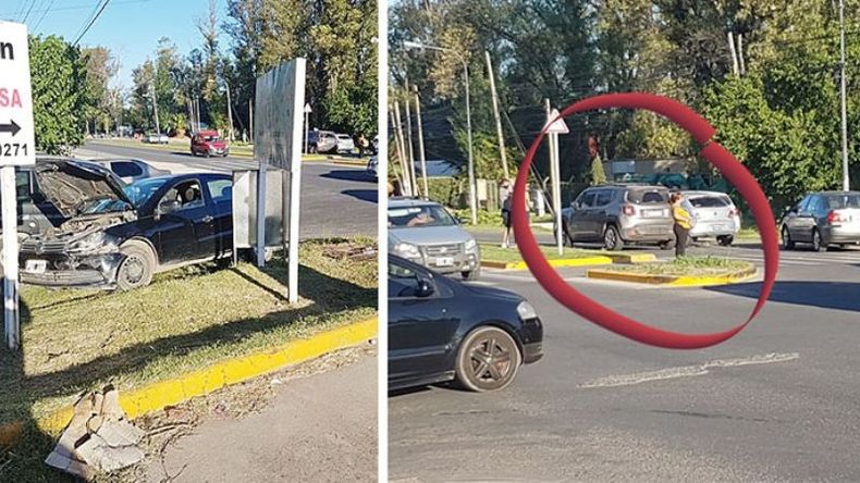 CRUCE PELIGROSO. Accidente, ayer a la tarde, en Ruta 8 y Las Madreselvas..
