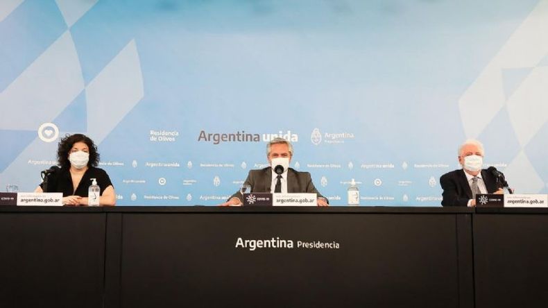 ANUNCIO. Lo encabezó Alberto Fernández, esta tarde, desde Olivos. .