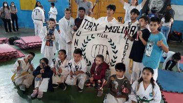 El festejo del team Molina en el club Olimpia de La Plata..
