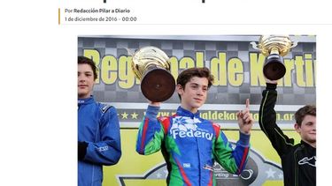 Franco Colapinto con su coronación en la categoría Pre Junior de karting en 2016.