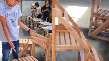 SILLA-ESCALERA. Una de las creaciones de los alumnos de segundo año. &nbsp;