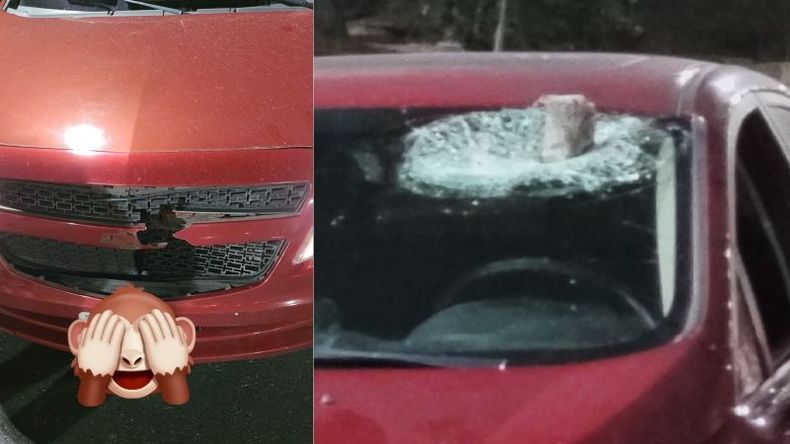 Uno de los agredidos compartió fotos de cómo quedó su auto..