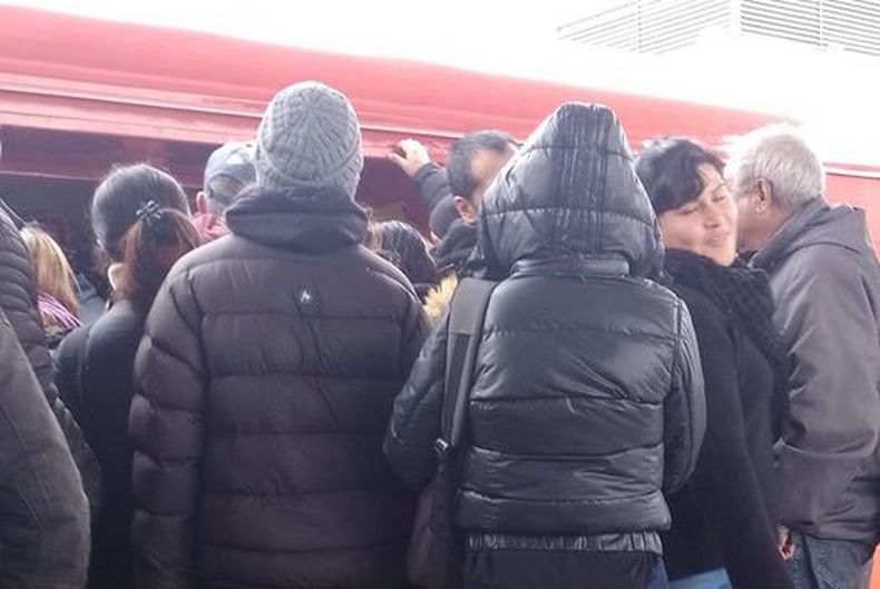 Así viajamos los pasajeros en el Belgrano Norte con la reducción de servicios. Imposible. María Inés.