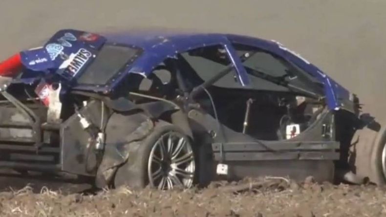 ACCIDENTE. Así quedó el Chevrolet de Ciocci tras el impactante vuelco en Rafaela..