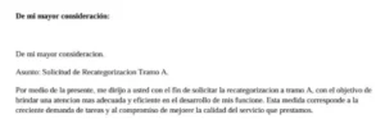 La nota enviada por Barrionuevo solicitando su recategorizaci&oacute;n.