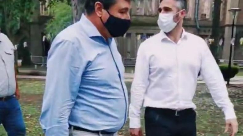 El ministro recorrió el predio del Instituto Pellegrini junto al intendente. .