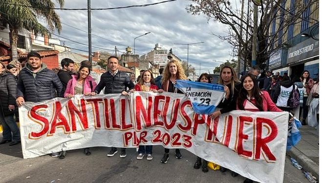 EQUIPO. Así llegaron Neuspiller y sus candidatos al acto de Rodríguez Larreta. &nbsp;