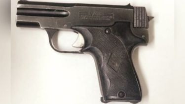 La pistola calibre 22 que fue descartada por el delincuente antes de escapar. .