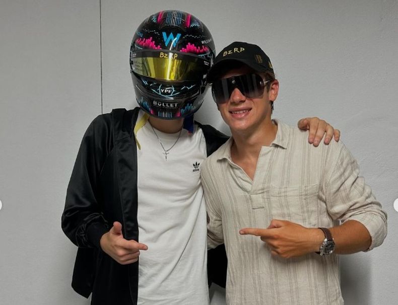 Franco Colapinto se ilusiona con la butaca de Williams mientras se divierte con Bizarrap.