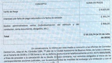 Más de $10 mil por no pagar el peaje Larena