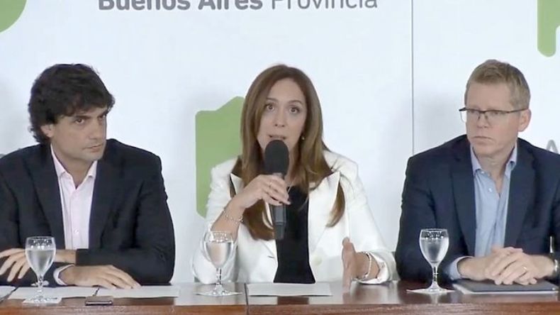 María Eugenia Vidal durante el anuncio..