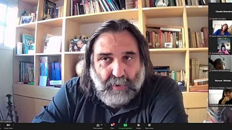 POR ZOOM. Baradel encabezó este viernes el plenario de Suteba..