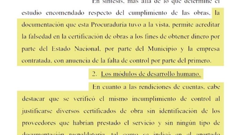 El informe destaca la falsedad de los certificados de obra. .