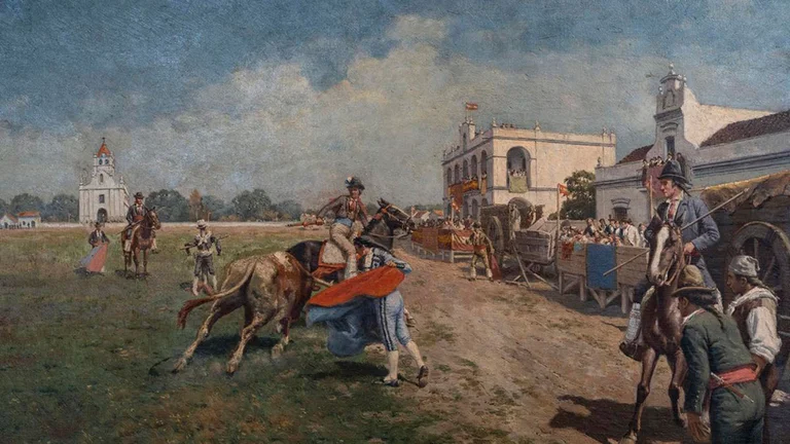 Fiestas Taurinas, óleo sobre tela, de Francisco Fortuny. (Télam).webp