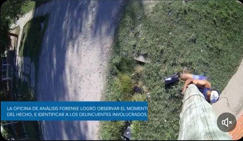La cámara de seguridad municipal registra el momento en que el ladrón trepa el poste para sustraer el dispositivo.&nbsp;