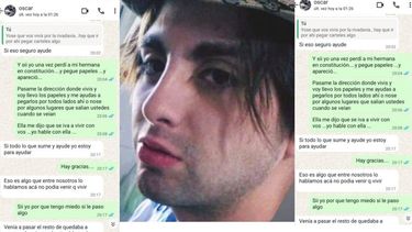 Algunas de las capturas de los chats de Oscar Benítez con una amiga de Solange. El joven está detenido por el femicidio.