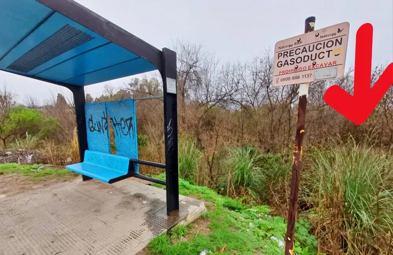 Ruta 25 y Rawson, lugar donde hallaron el cuerpo sin vida de Milagros Naomi Cabrera.&nbsp;
