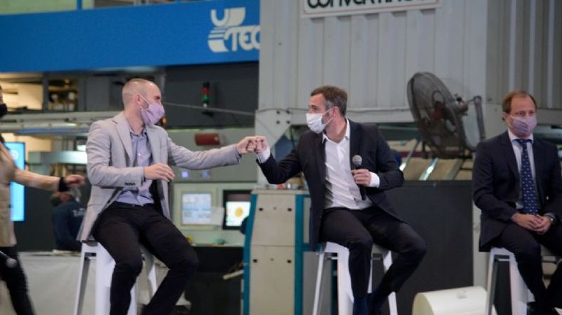 El ministro de Economía Martín Guzmán, visitó esta mañana la planta de Zanniello en el Parque Industrial. .