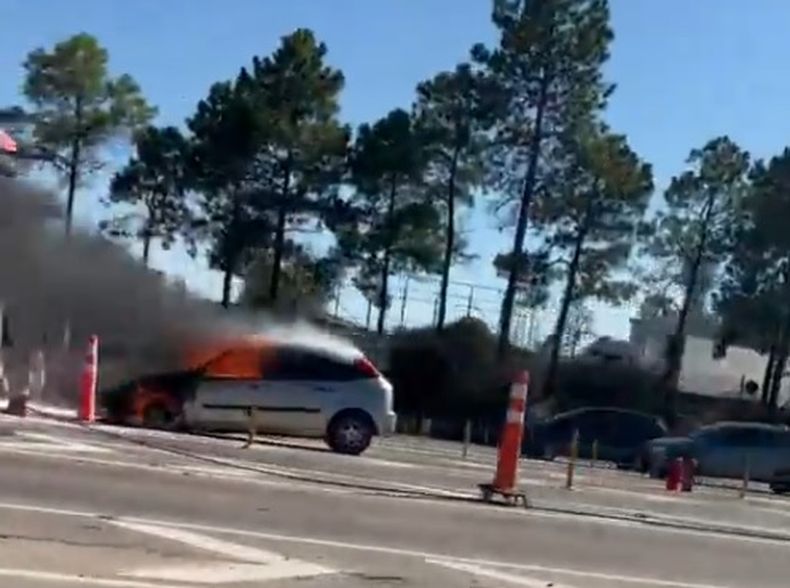 El auto se prendió fuego al llegar a las cabinas de peaje de la Panamericana.