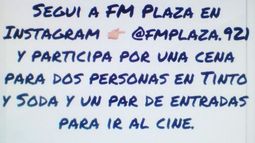 Seguí a FM Plaza en Instagram y ganá un sorteo