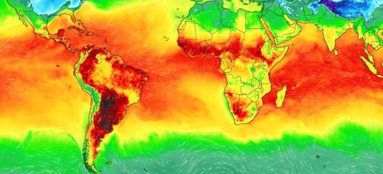 Argentina atrapada bajo un muro de calor. (MeteoredAR).