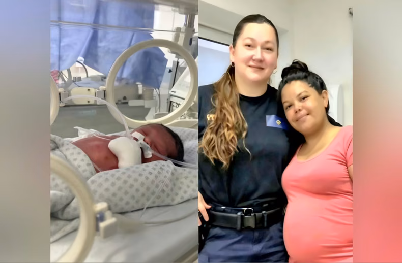 FINAL FELIZ. La beba y su madre se encuentran en buen estado. En la foto, la oficial de policía Viviana Barboza.