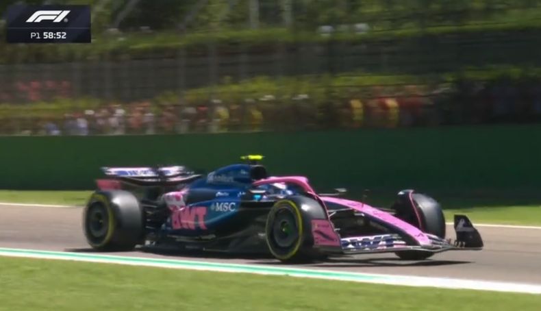 Franco Colapinto en su primera práctica con Alpine en Imola.
