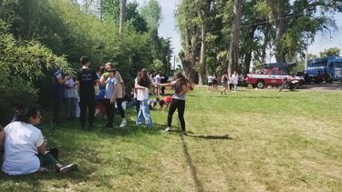 Evacuación en la Escuela 8, ubicada sobre la Ruta 28.&nbsp;