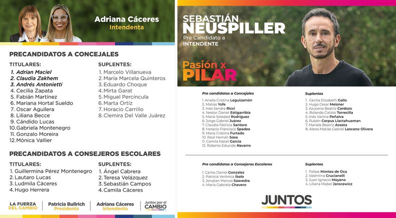 BOLETAS. Las listas que los competidores mostraron en redes.