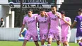 GOLEADOR. Vergara escoltado por Crocco y Rodríguez tras marcar el 1-0.