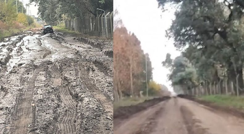 ANTES Y DESPUES. La Calle 70 fue reparada tras el reclamo de los vecinos.