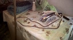 La plancha que utilizaron los delincuentes para atacar a Annita, de 80 años..
