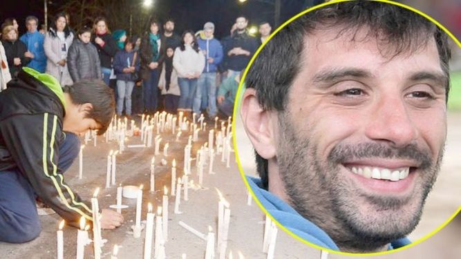 VELAS. Tras el asesinato, hubo una conmovedora marcha para pedir justicia. Fernando Novelli tenía 38 años y era muy estimado por sus vecinos..