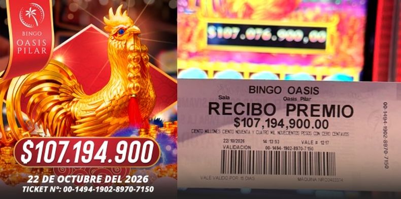 Bingo Oasis Pilar entregó un nuevo premio millonario.